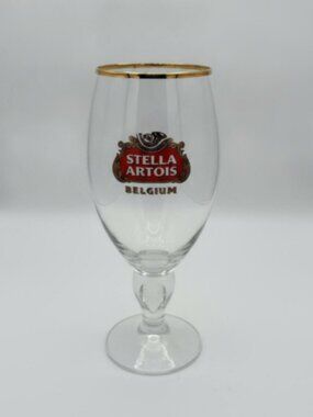 ONE Stella Artois Belgium Beer Glass with Gold Rim